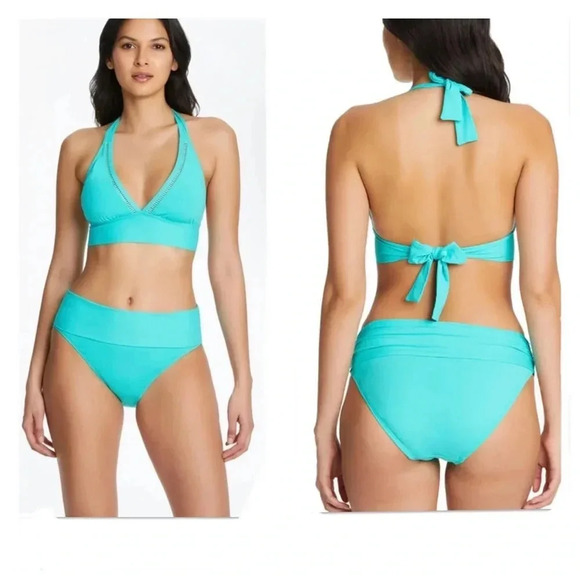 Bleu Rod Beattie V-Neck Banded Halter Bikini Top and Bikini Bottom - Picture 1 of 8